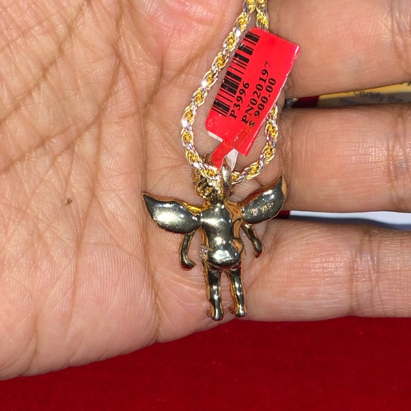 Real diamond angel pendant, not CZ not lab made, heavy angel with wing pendant - Picture 4 of 9